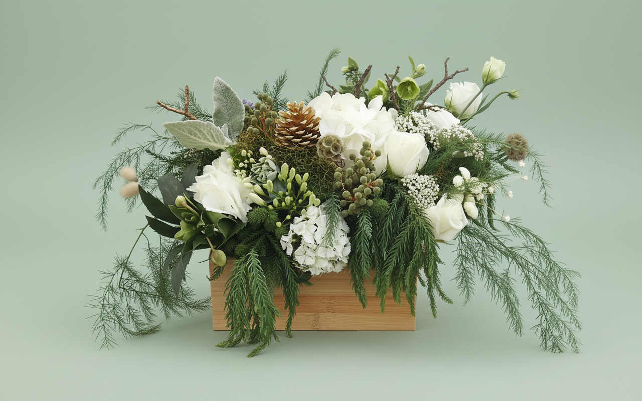 Snowy Woodland Christmas Table Arrangement